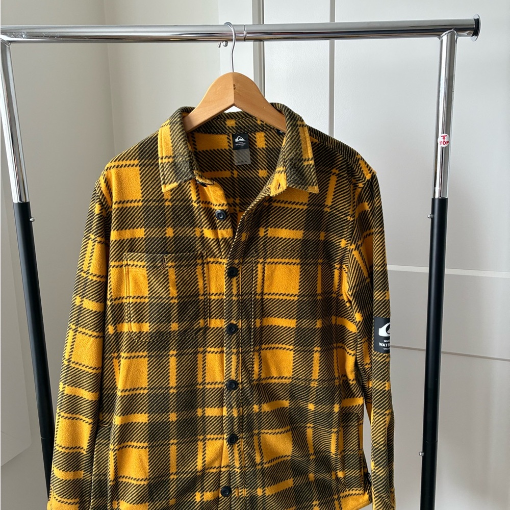 Quiksilver Yellow and Black Plaid Shirt